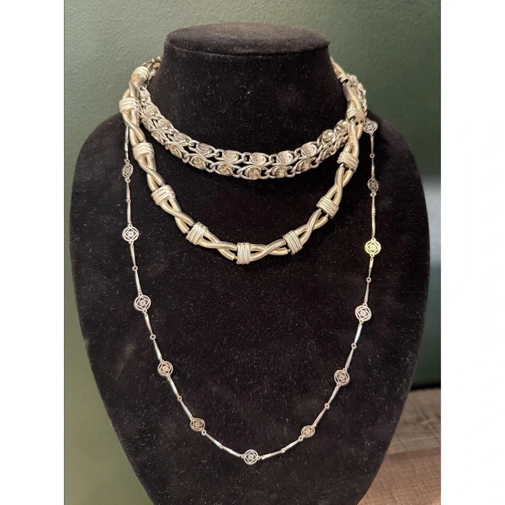 VTG Silver Tone Necklace Lot 3 AVON Chunky Statement Chain 80s 90s Retro